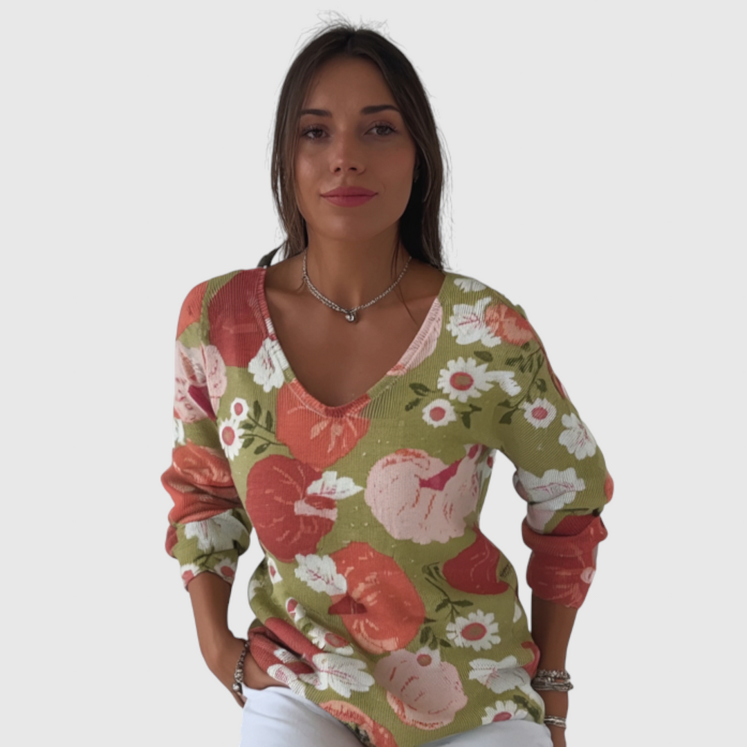 CHLOE - Pletený svetr s V-výstřihem