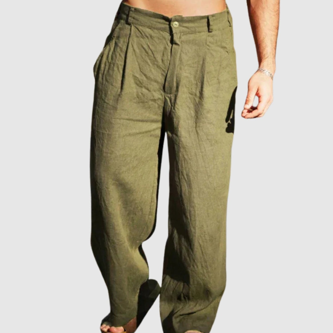 Libuše – Lněné kalhoty se širokými nohavicemi