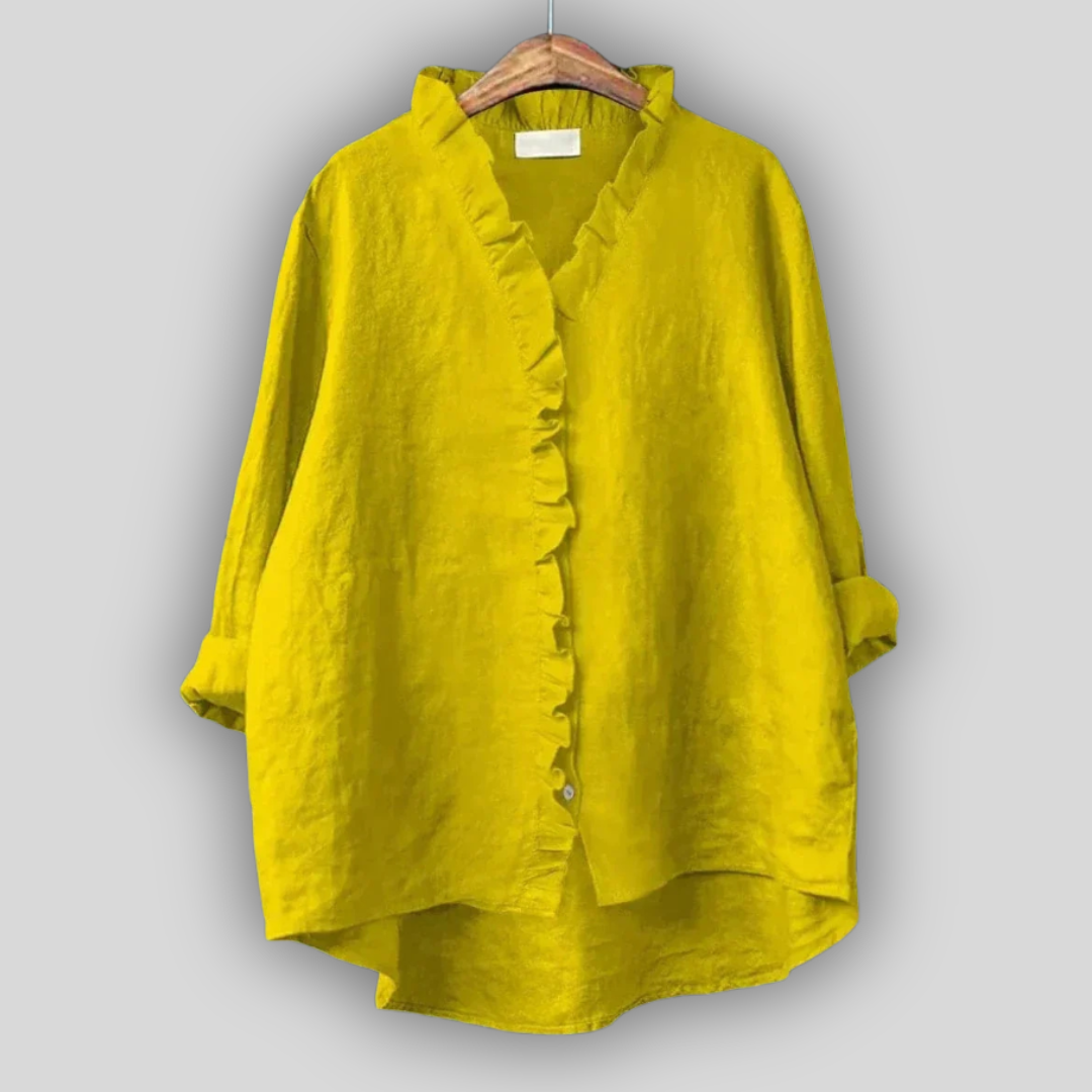 Lněná Blůza Zemitá Elegance