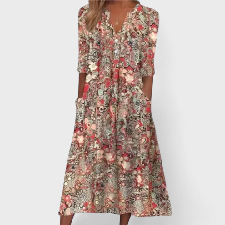 Andrea - Elegantní Šaty s Květinovým Potiskem