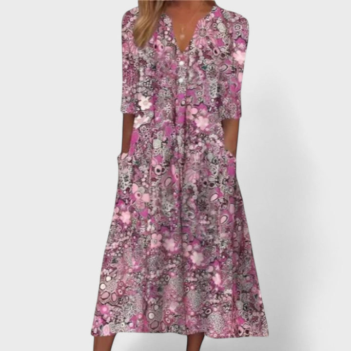 Andrea - Elegantní Šaty s Květinovým Potiskem