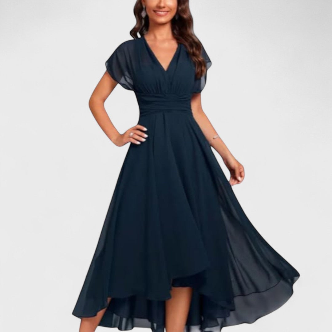 Zlata - Plynulé Večerní Šaty s V-výstřihem