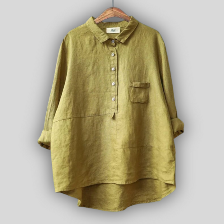 Lněná Blůza Zelená Jednoduchost