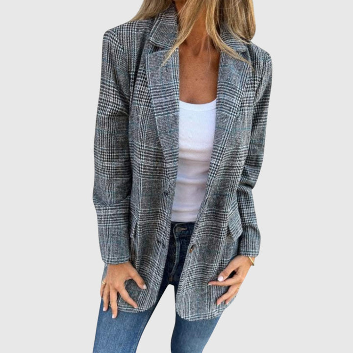 Brenda - Elegantní Blazer s Kostkovaným Vzorem