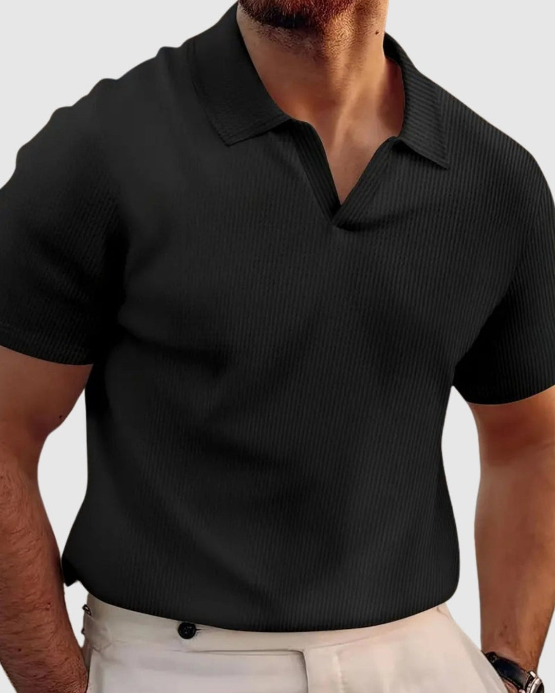 Libuše– Žebrované tričko s výstřihem do V