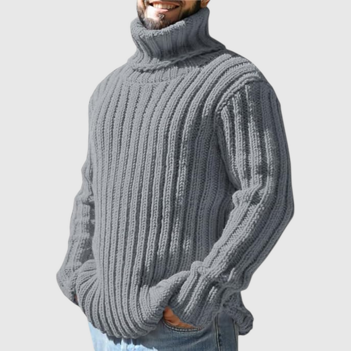 Lysander - Pletený svetr z vlněné směsi s rolákem