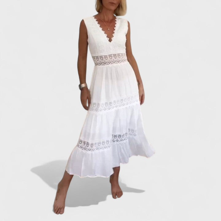 Veronika - Elegantní Krajková Šaty s Výstřihem do V