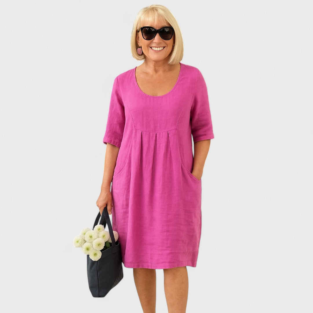 Jana - Lněné šaty s kapsami