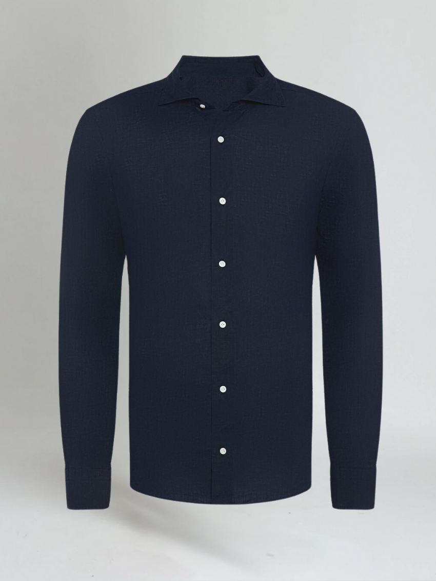 Esenciální Lněná Košile - Námořnická Modrá