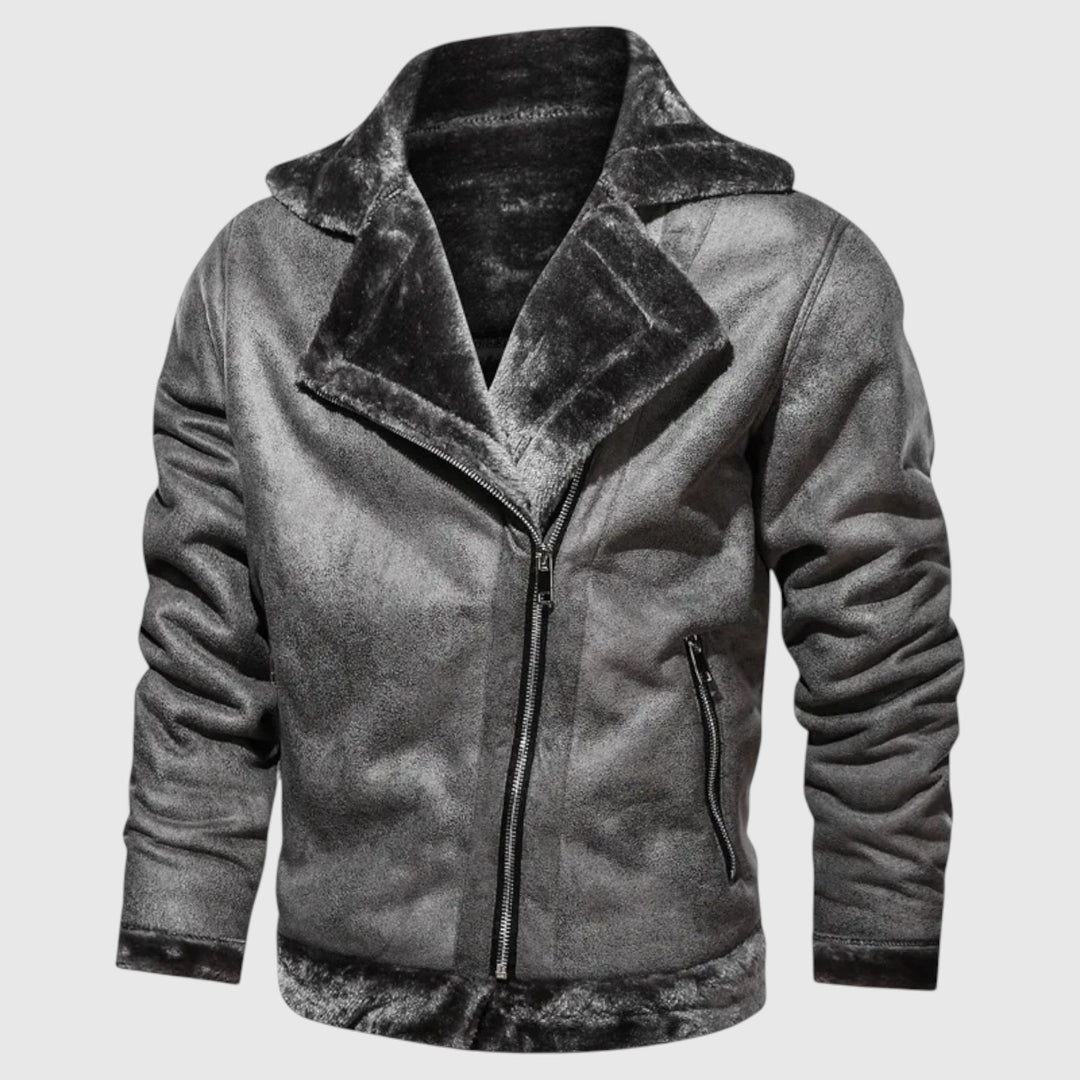 Nikolaj - Kožená bunda s péřem