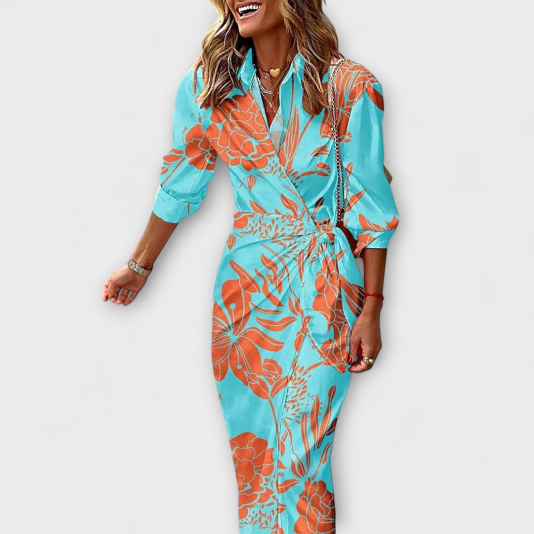 Clarissa - Pruhované Midi Košilové Šaty