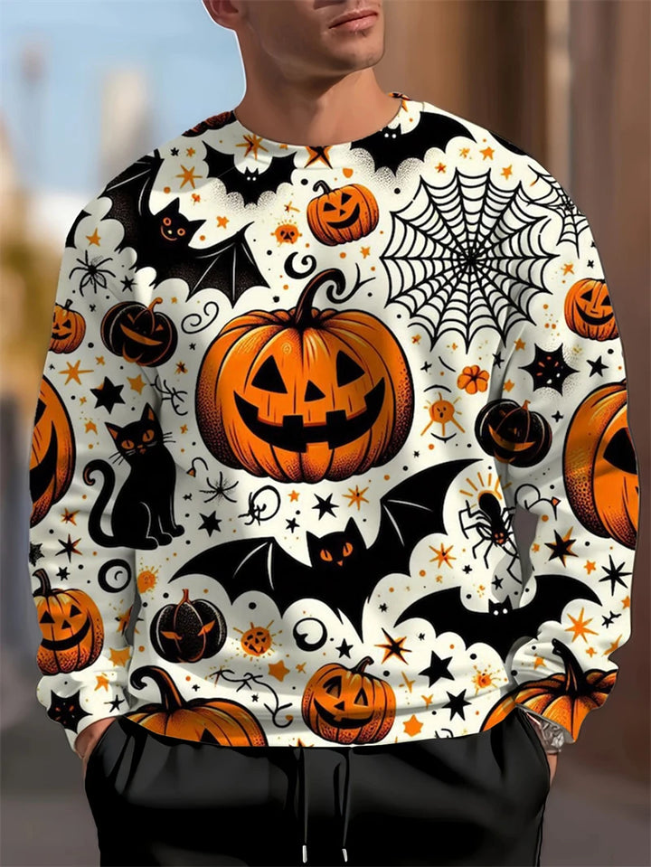 Módní dýňový netopýří vzor Halloween ošklivý svetr trendy podzim dlouhý rukáv 3D tištěné mikiny cool sváteční oblečení svetry