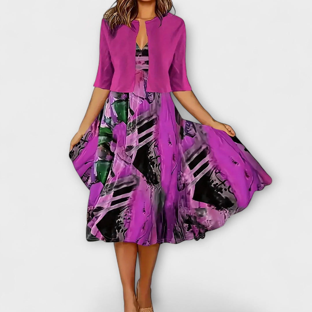 Elegantní midi letní šaty pro ženy s blazerem