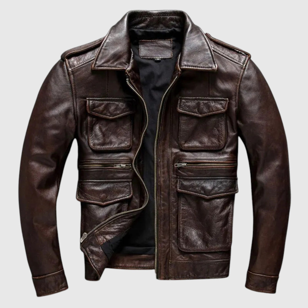 Todor - Kožená bunda s kapsami