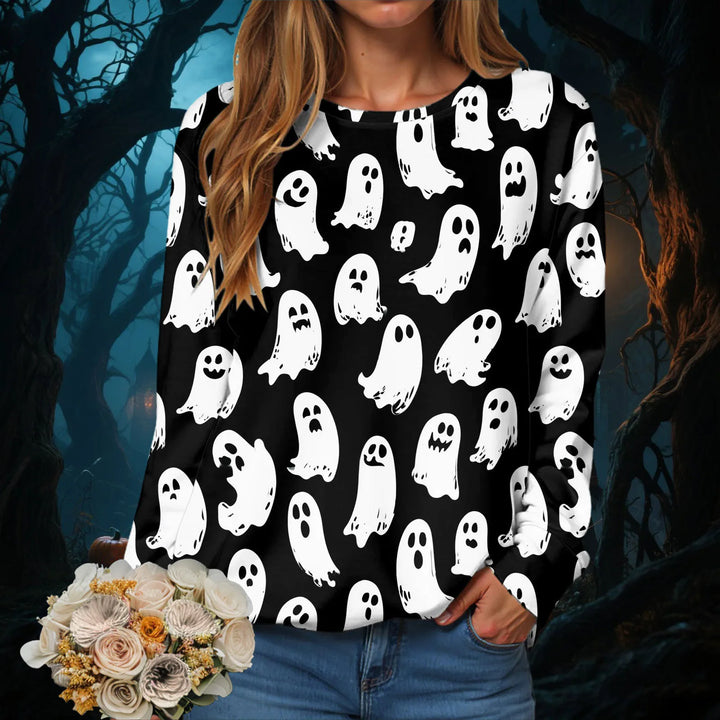 Dámské mikiny Halloween kulatý výstřih podzimní dámské oblečení oranžový vzor 3D tisk populární festivalové svetry