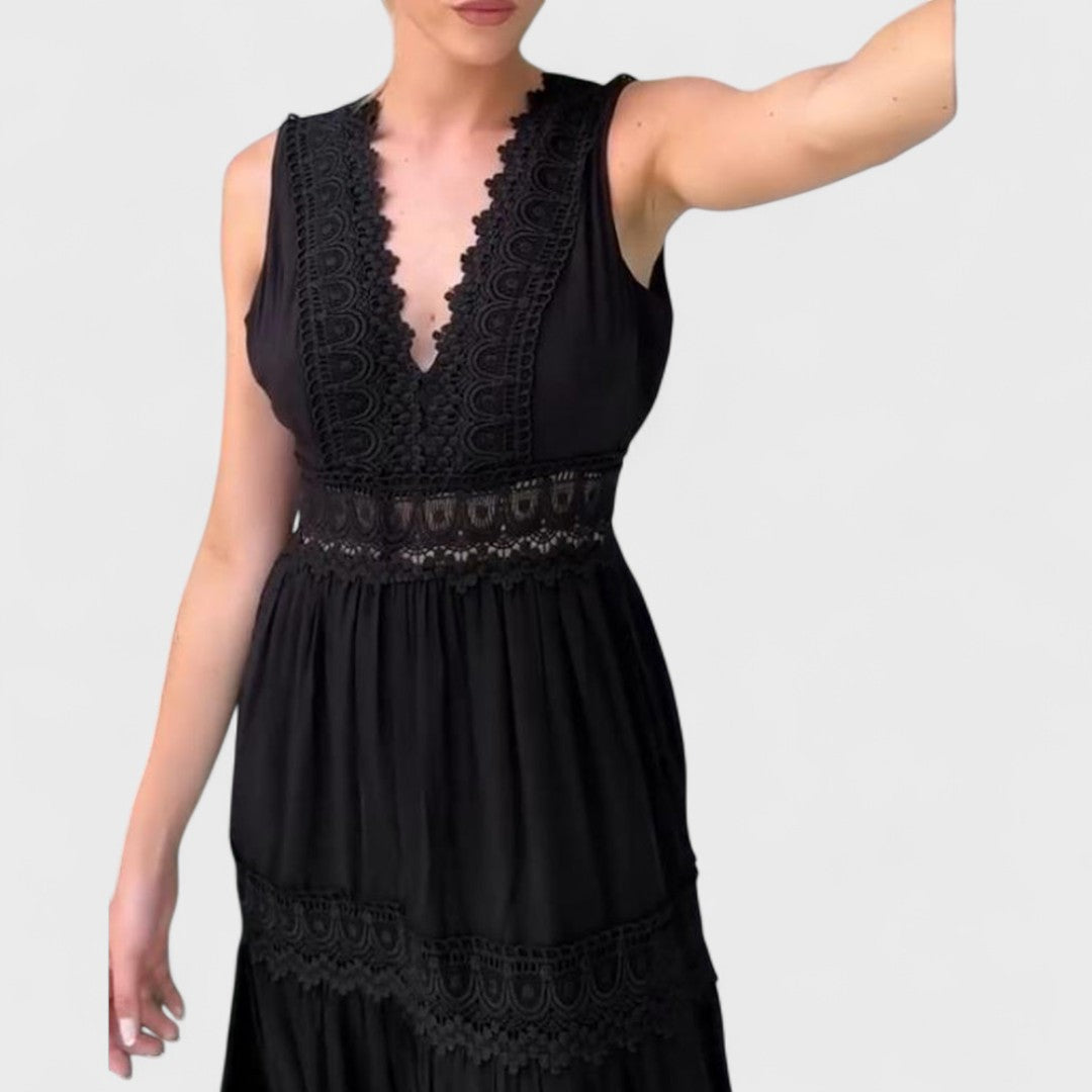 Veronika - Elegantní Krajková Šaty s Výstřihem do V