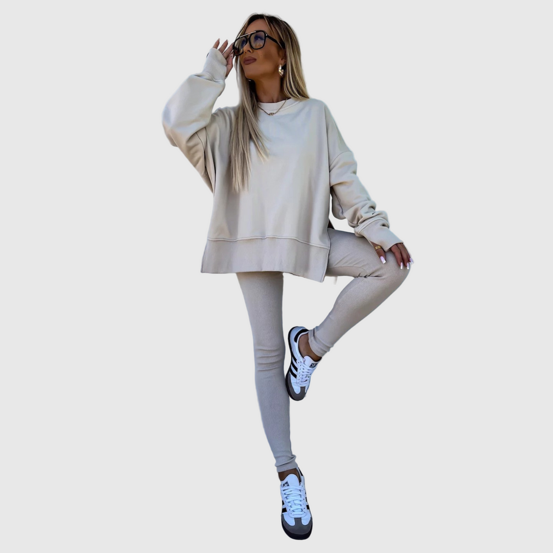 YACHI - Sada volného svetru s dlouhým rukávem a kalhot