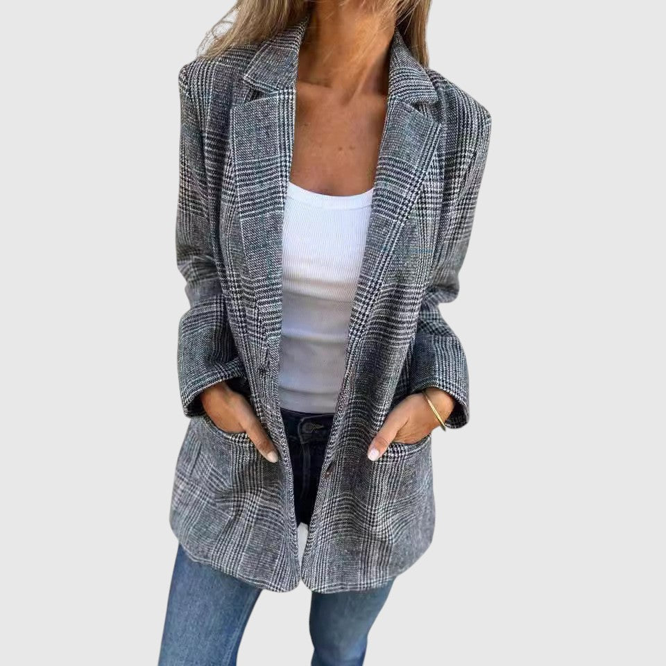 Brenda - Elegantní Blazer s Kostkovaným Vzorem