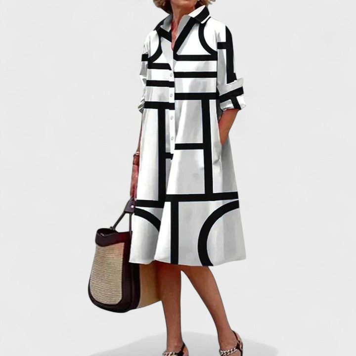 Stella - Geometrické Elegantní Šaty