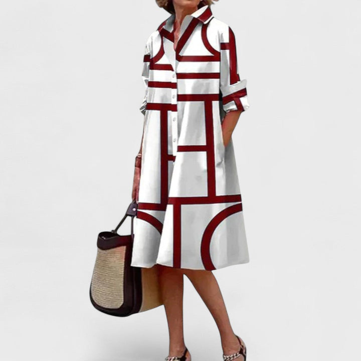 Stella - Geometrické Elegantní Šaty