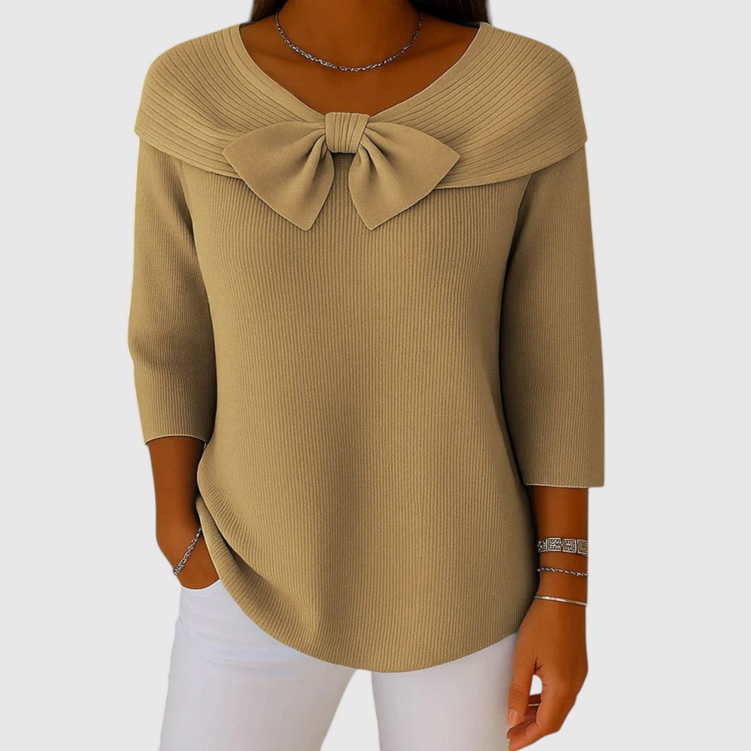 Serenna – Dámský svetr s mašlí a kulatým výstřihem