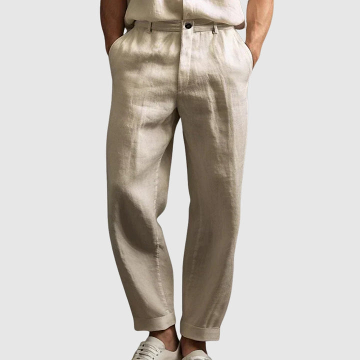 Libuše- Letní kalhoty  z bavlny a lnu