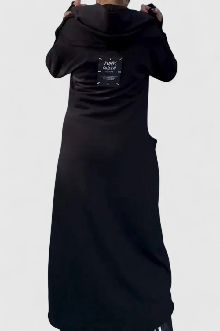 MARIE-Dlouhý kabát s kapucí a zipem