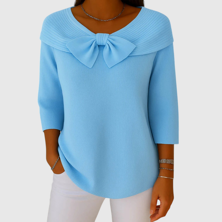 Serenna – Dámský svetr s mašlí a kulatým výstřihem