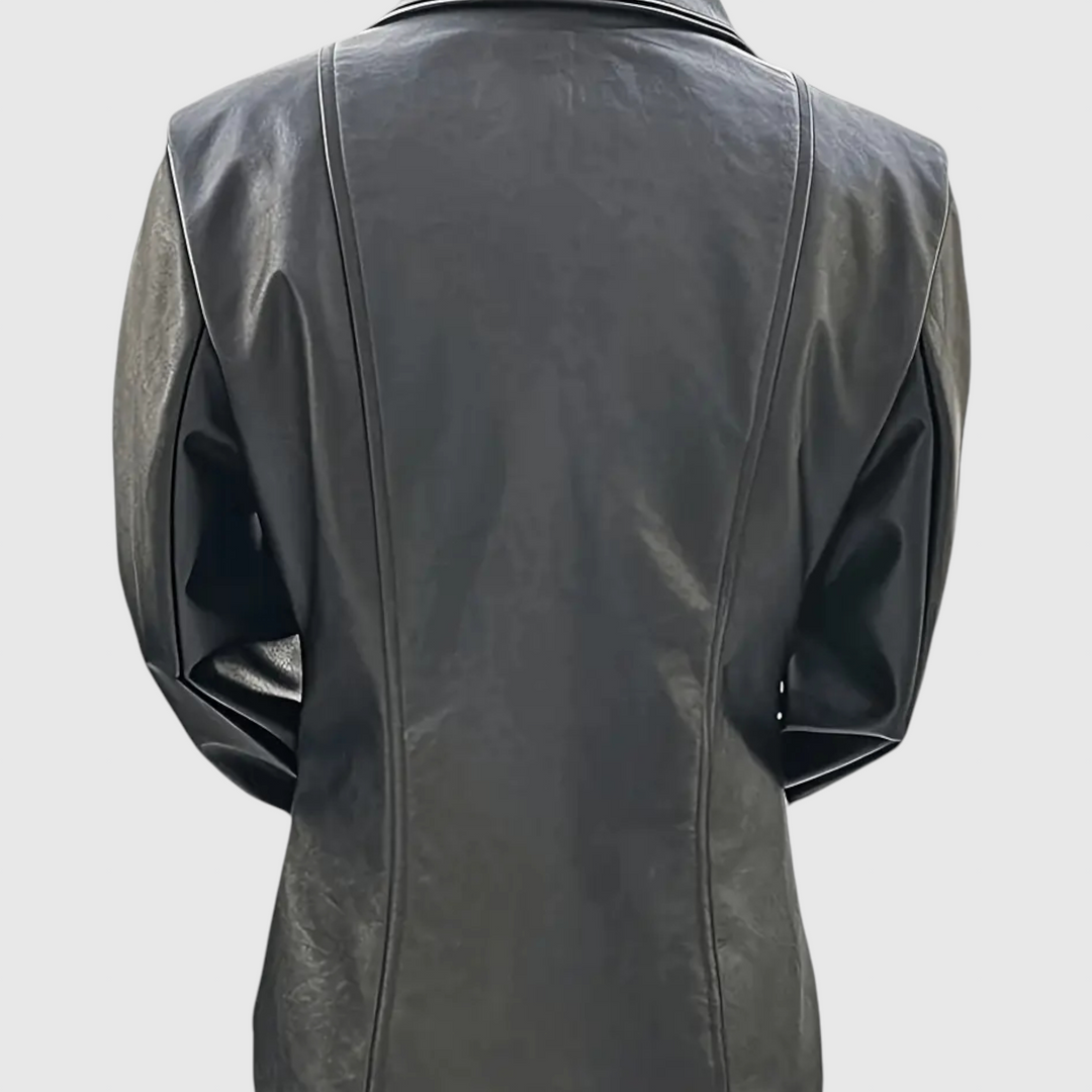 Adelina - Kožený kabát z italské kůže s knoflíky