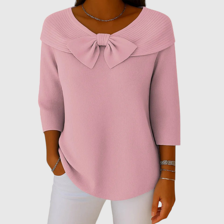 Serenna – Dámský svetr s mašlí a kulatým výstřihem