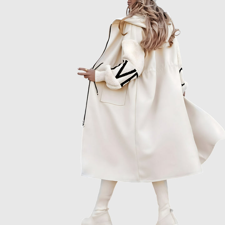 PEGGY - Dámská bunda s pletenými rukávy a kapucí