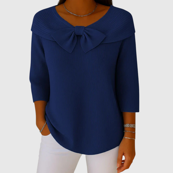 Serenna – Dámský svetr s mašlí a kulatým výstřihem