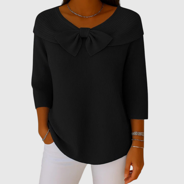 Serenna – Dámský svetr s mašlí a kulatým výstřihem