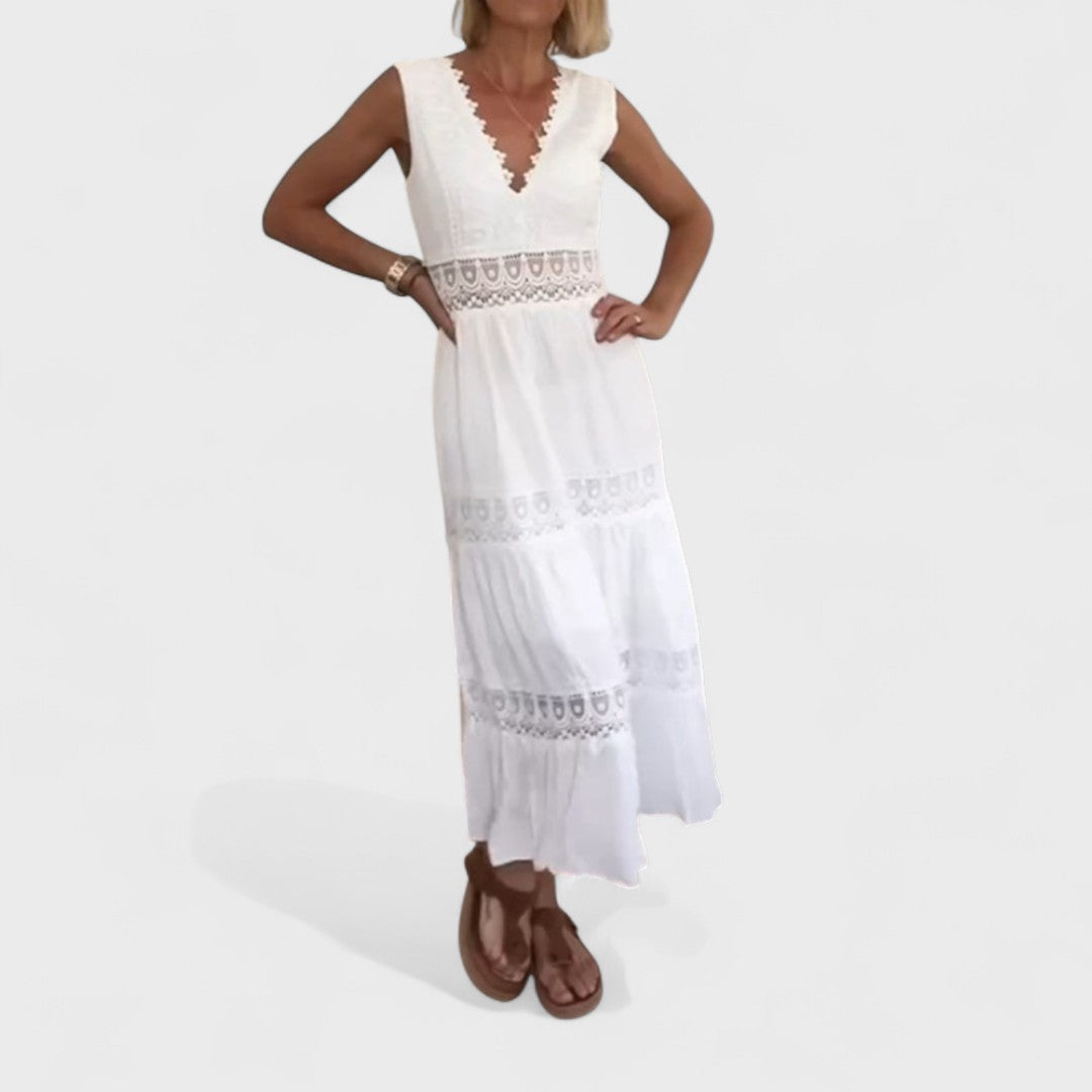 Veronika - Elegantní Krajková Šaty s Výstřihem do V