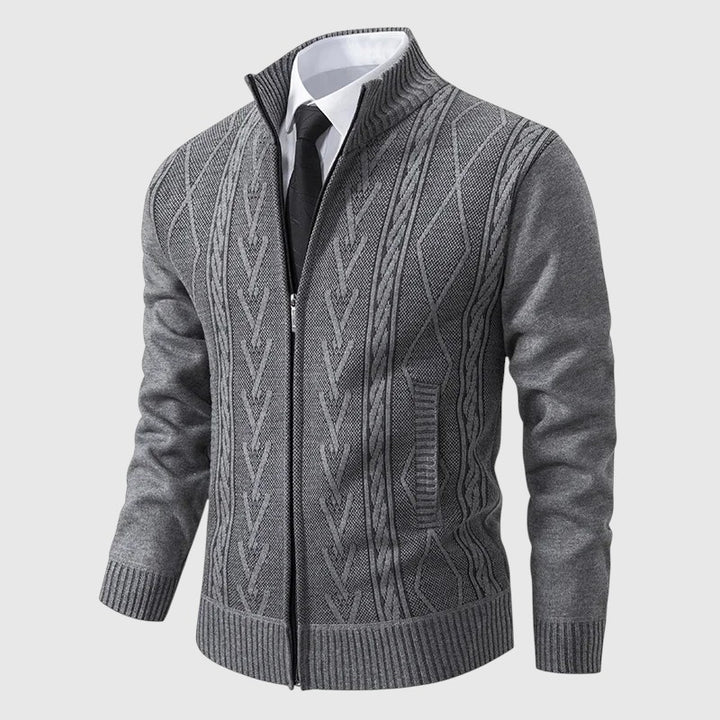 Jakub – Pletený svetr na zip s vysokým límcem