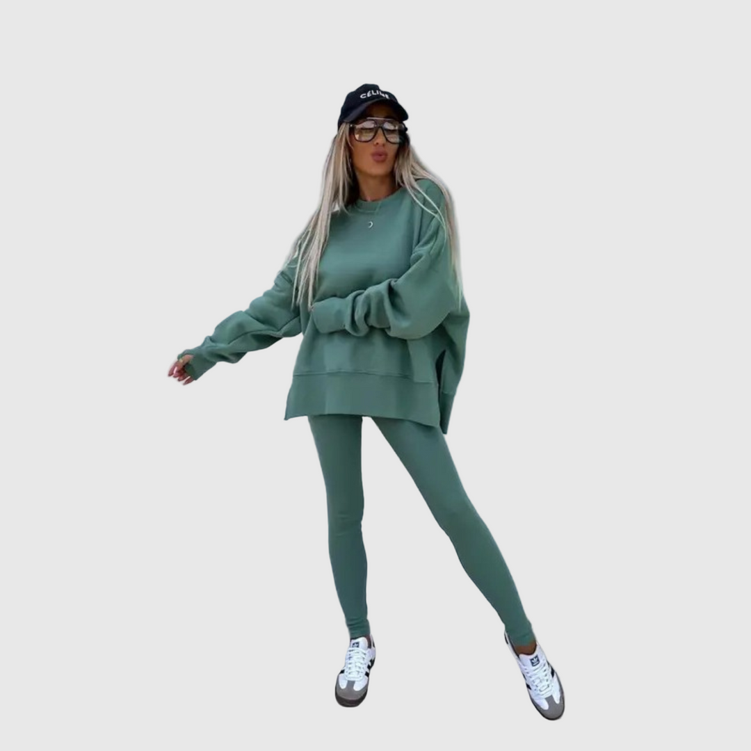 YACHI - Sada volného svetru s dlouhým rukávem a kalhot