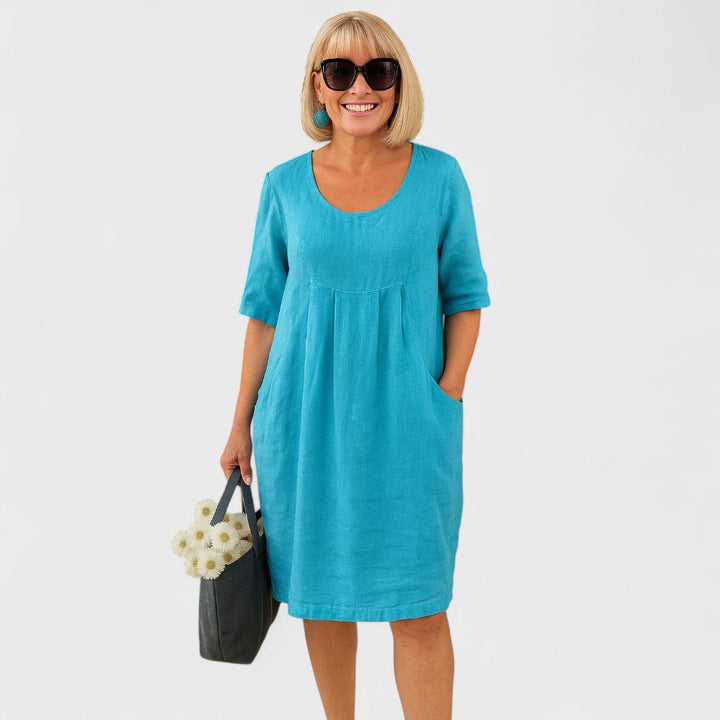 Jana - Lněné šaty s kapsami