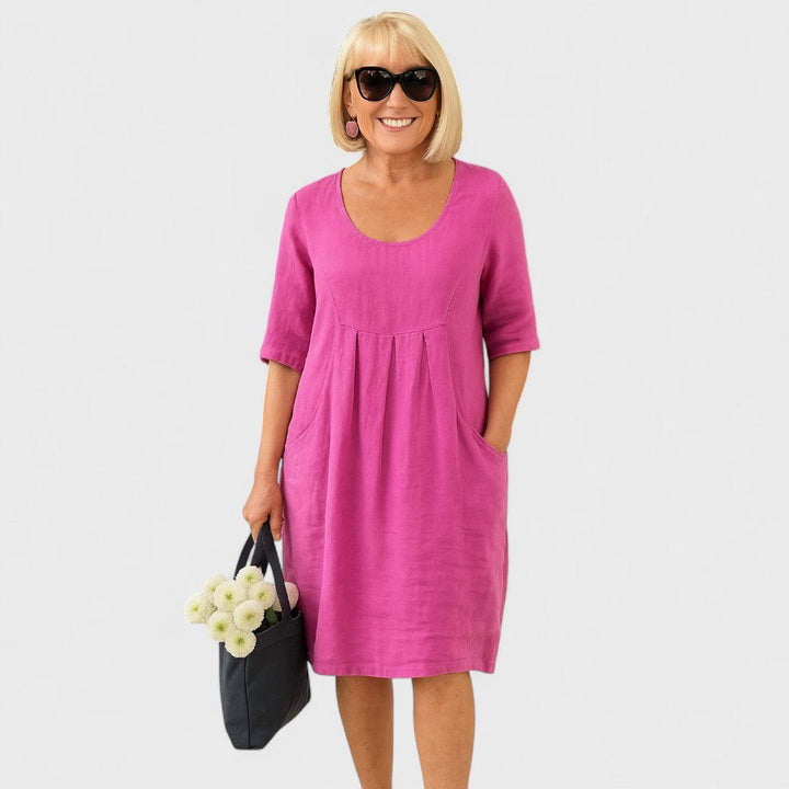 Jana - Lněné šaty s kapsami