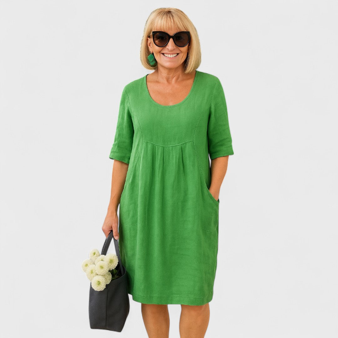 Jana - Lněné šaty s kapsami