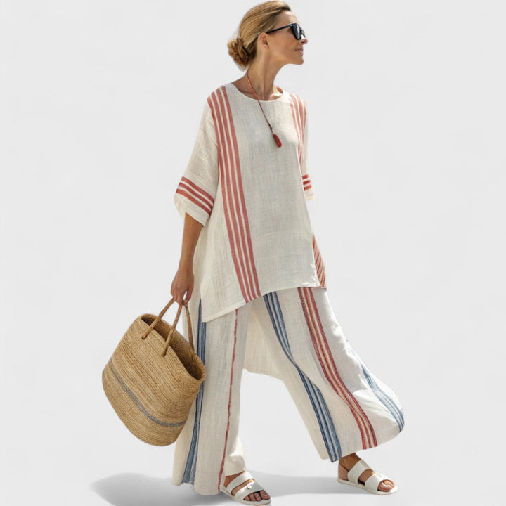 Hana - Lehký Dvoudílný Komplet s Pruhy