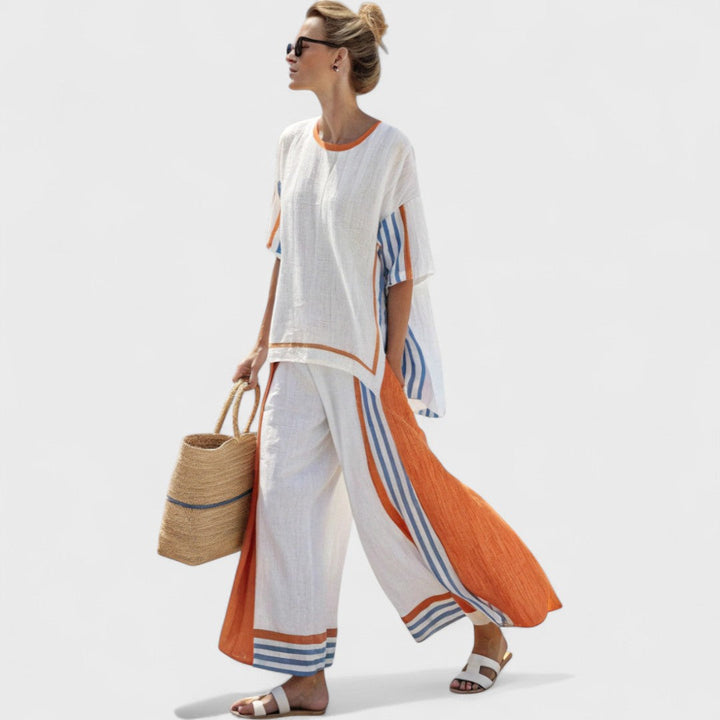 Hana - Lehký Dvoudílný Komplet s Pruhy