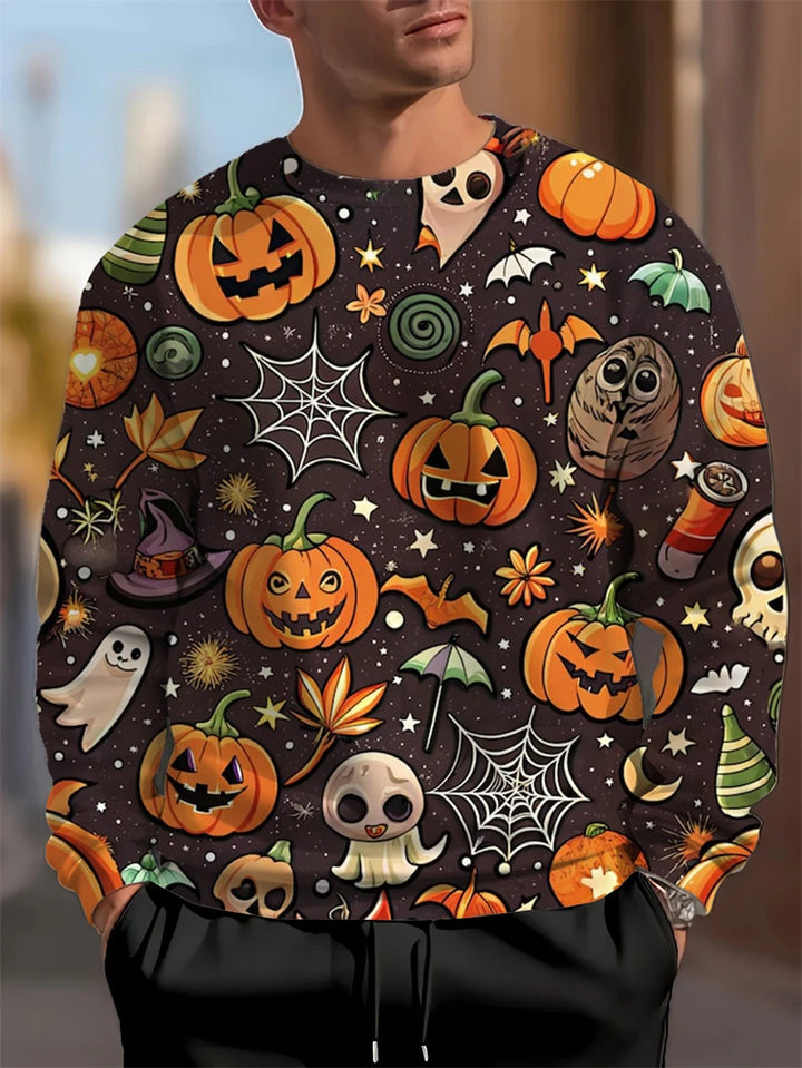 Módní dýňový netopýří vzor Halloween ošklivý svetr trendy podzim dlouhý rukáv 3D tištěné mikiny cool sváteční oblečení pulovry