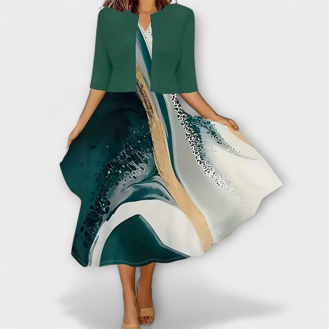 Elegantní midi letní šaty pro ženy s blazerem