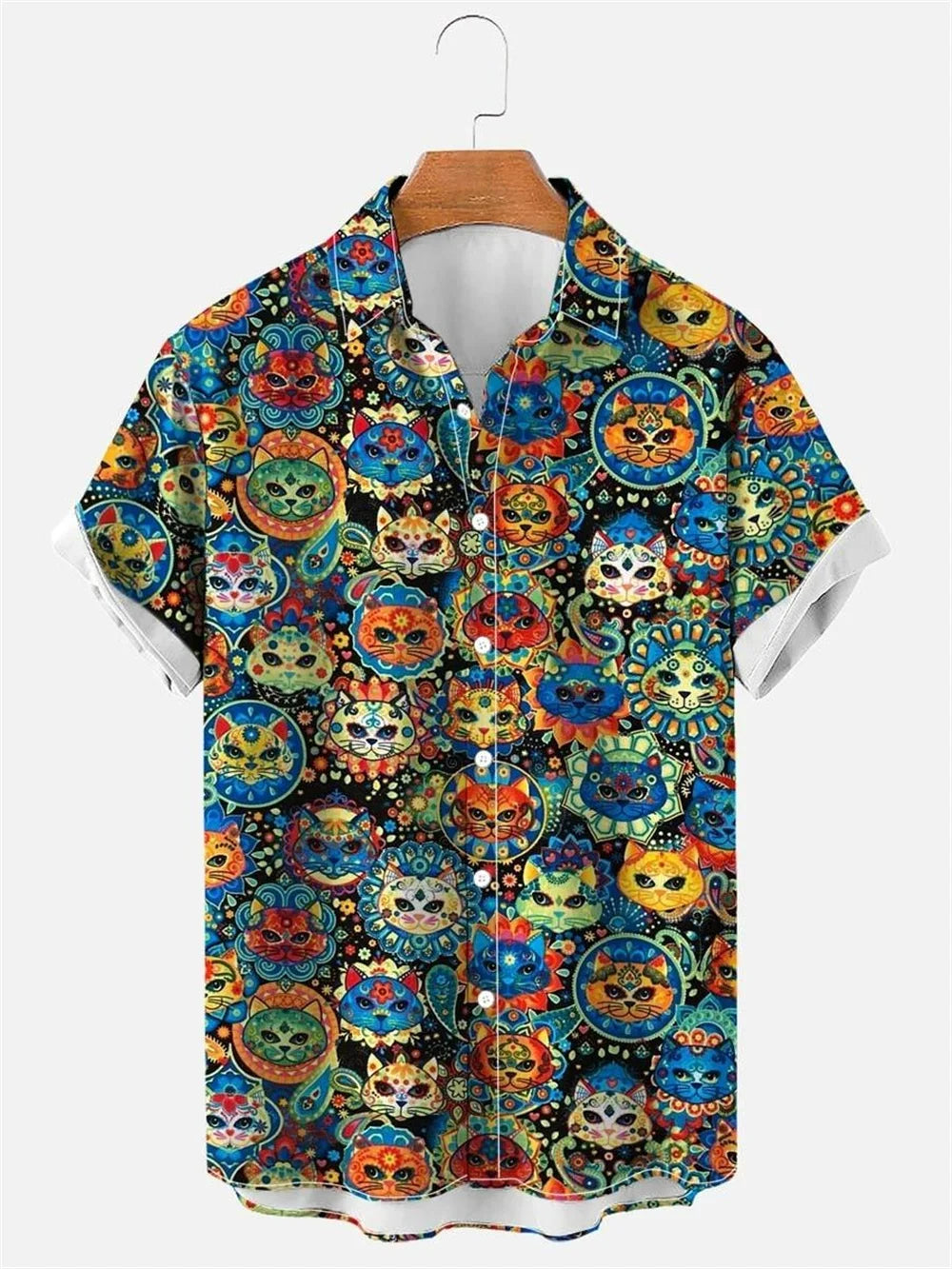 Letní pánská košile s 3D potiskem lebky a dýně Krátký rukáv Havajská ležérní ulice Party