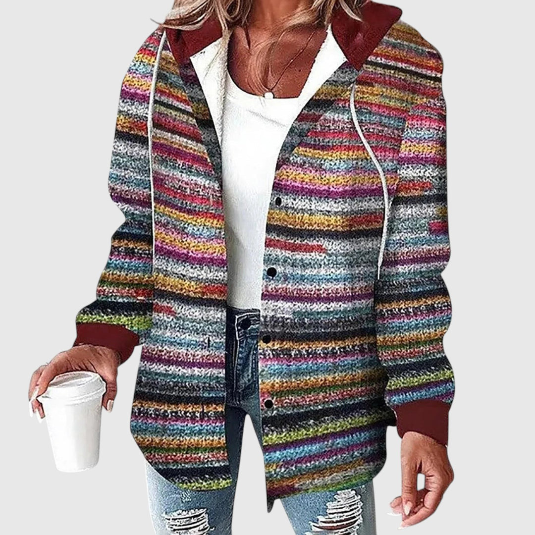 Maya – Kostkovaný ležérní kabát s kapucí