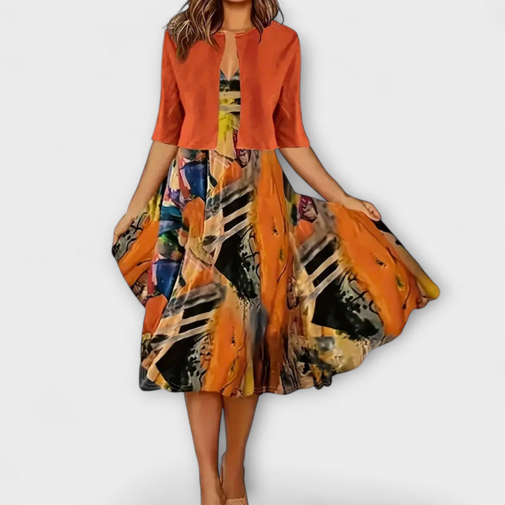 Elegantní midi letní šaty pro ženy s blazerem