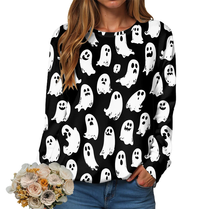 Dámské mikiny Halloween kulatý výstřih podzimní dámské oblečení oranžový vzor 3D tisk populární festivalové svetry