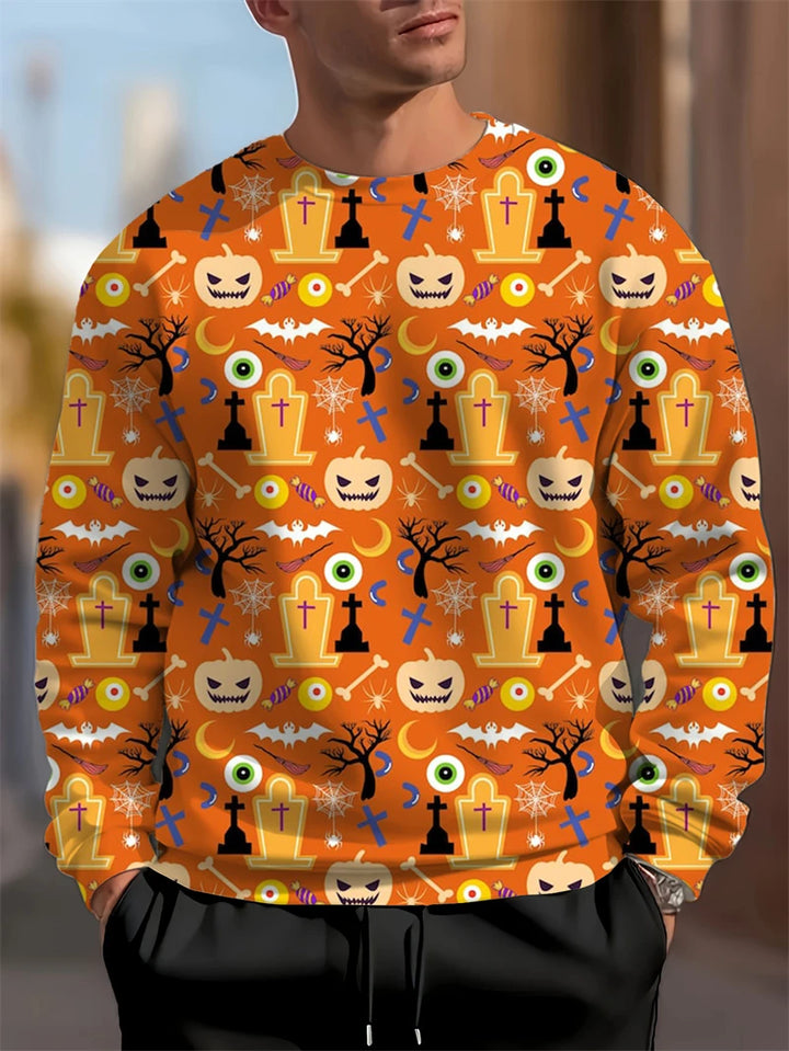 Módní dýňový netopýří vzor Halloween ošklivý svetr trendy podzim dlouhý rukáv 3D tištěné mikiny cool sváteční oblečení pulovry