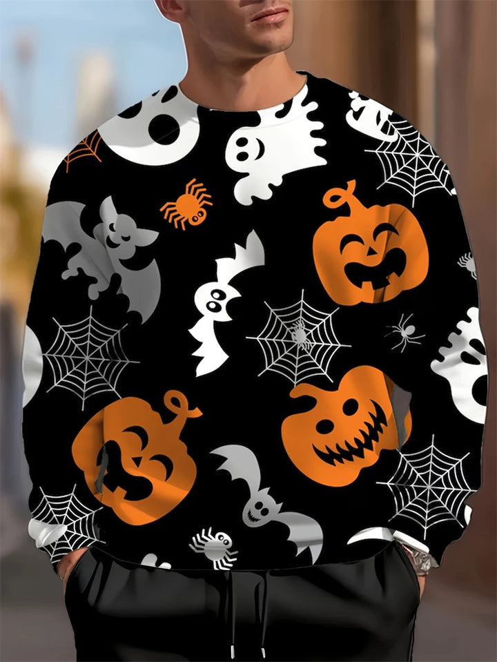 Módní dýňový netopýří vzor Halloween ošklivý svetr trendy podzim dlouhý rukáv 3D tištěné mikiny cool sváteční oblečení svetry