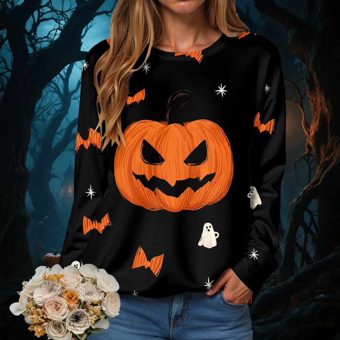 Dámské mikiny Halloween kulatý výstřih podzimní dámské oblečení oranžový vzor 3D tisk populární festivalové svetry